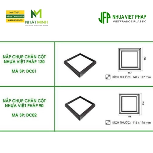 Bộ Nắp Chụp Chân Cột Tay Vịn Lan Can Gỗ Nhựa Ngoài Trời Bộ nắp chụp chân cột tay vịn lan can gỗ nhựa ngoài trời - Nhựa Việt Pháp