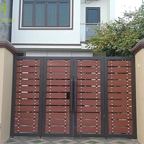 Cổng gỗ nhựa ngoài trời 03