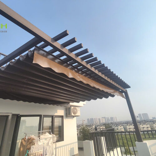 Giàn hoa gỗ nhựa ngoài trời 03