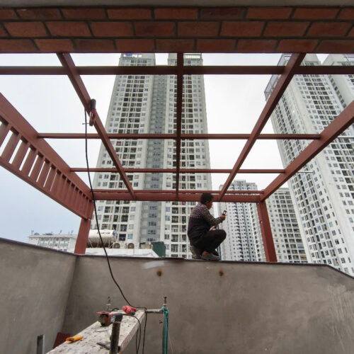 Giàn hoa gỗ nhựa ngoài trời 01